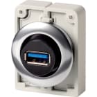 EATON INDUSTRIES - Porta con presa USB 3.0 tipo A collegata in modo permanente, Ghiera frontale in metallo M30C-FUSB 30MM FEMMINA/FEMMINA.