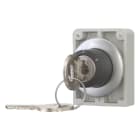 EATON INDUSTRIES - Chiave a pulsante, frontale piatta, 3 posizioni, Ronis 455, estrazione chiave: I, 0, II, ghiera frontale metallo.
