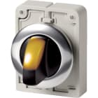 EATON INDUSTRIES - Selettore luminoso 30mm giallo 3 posizioni RMQ-Titan con maniglia ad impulso Ghiera frontale in metallo.