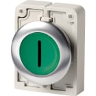 EATON INDUSTRIES - Pulsante luminoso RMQ-Titan piatto ad impulso verde con dicitura anello anteriore in acciaio inossidabile M30I-FDL-G-X1 D30 a filo.
