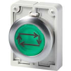 EATON INDUSTRIES - Pulsante luminoso, parte frontale piatta, ad impulso, verde, con dicitura, anello anteriore in acciaio inossidabile, diametro foratura 30,5 mm.