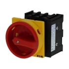 EATON INDUSTRIES - Interruttore generale P1 40A da incasso 3 poli 1NA 1NC funzione di arresto di emergenza maniglia rotativa rossa corona di blocco giallo SEZ. 3X40A INC