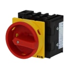 EATON INDUSTRIES - Interruttore generale P1 40A da incasso 3 poli + N 1 NA 1 NC funzione di arresto di emergenza con maniglia rotativa rossa e corona di blocco SEZ(3P+N)X40A 1NA+1N HI11.