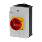 EATON INDUSTRIES - Interruttore generale P1 40 A montaggio a vista 3 poli funzione di arresto di emergenza con maniglia rotativa rossa e corona di blocco gialla SEZIONAT. DI POT. 3P IN CU.