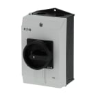 EATON INDUSTRIES - Interruttore generale P1 40A montaggio a vista 3 poli 1 NA 1 NC funzione di arresto con maniglia rotativa e corona di blocco nere bloccabile SEZ.3X40A CU HI11 NA+NC SVB-SW.