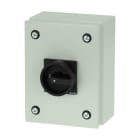 EATON INDUSTRIES - Interruttore generale P1 40 A montaggio a vista 3 poli + N funzione di arresto con maniglia rotativa e corona di blocco nere bloccabile in posi P1-40/SE1/SVB-SW/N.