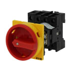 EATON INDUSTRIES - Interruttore generale P1 40A comando rinviato 3 poli + N funzione di arresto di emergenza con maniglia rotativa rossa e corona di blocco giallo SEZ POT SVB.