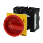 EATON INDUSTRIES - Interruttore generale P1 40A a comando rinviato 3 poli + N 1 NA 1 NC funzione di arresto di emergenza con maniglia rotativa rossa e corona di SEZ. HI11.