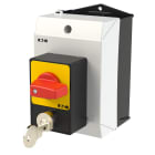 EATON INDUSTRIES - Interruttore antipanico T0-2-1, 20A, custodia, 3 poli, leva rossa, targhetta frontale gialla, blocco con serratura a cilindro SVA.