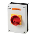 EATON INDUSTRIES - Interruttore di sicurezza T5B 63A 6 poli 1NA 1N/C con funzione di spegnimento di emergenza maniglia rotativa rossa e anello di bloccaggio gi.