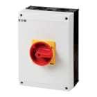 EATON INDUSTRIES - Interruttore di sicurezza T5 100A 6 poli 1NA 1N/C con funzione di spegnimento di emergenza maniglia rotativa rossa e anello di bloccaggio gi.