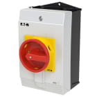 EATON INDUSTRIES - Interruttore generale P1 25 A in custodia 3 poli Funzione di arresto d'emergenza con maniglia rotativa rossa e anello di blocco giallo lucchetto P1-25/I2/SVB SEZ POT 3P IN CUST EMERG.