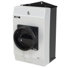 EATON INDUSTRIES - Interruttore generale, P1, 25 A, in custodia, 3 poli, Funzione di arresto, con maniglia rotativa nera e corona di blocco, lucchettabile in posizione 0.