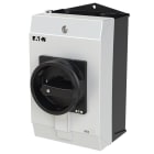 EATON INDUSTRIES - Interruttore generale, P1, 25 A, in custodia, 3 poli, Funzione di arresto, con maniglia rotativa nera e corona di blocco, lucchettabile in posizione 0.