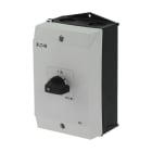 EATON INDUSTRIES - Interruttore P1 25A ON/OFF, 3 poli, 1NA+1NC, custodia, leva nera e targhetta frontale.