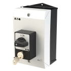 EATON INDUSTRIES - Interruttori ON/OFF, P1, 25A, custodia, 3 poli, leva nera, targhetta frontale, Blocco con serratura a cilindro SVA.