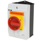 EATON INDUSTRIES - Interruttore di sicurezza P1 25A 3 poli con funzione di spegnimento di emergenza maniglia rotativa rossa anello di bloccaggio giallo bloccabi SEZ 3X25A INT EM.