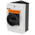 EATON INDUSTRIES - Interruttore di sicurezza P1 25A 3 poli con funzione di arresto maniglia rotativa nera e corona di blocco bloccabile in posizione 0 con interblocco.
