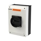 EATON INDUSTRIES - P3-63 Interruttore di sicurezza, 63A, 3 poli + N, Funzione di ARRESTO, Maniglia rotativa nera e corona di blocco, Bloccabile in posizione 0 con int.