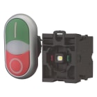 EATON INDUSTRIES - RMQ Titan doppio pulsante, attuatori e spie non a filo, impulso, 1 NC, 1 NA, lenti bianche, LED, 85-264 V AC, verde, rosso.