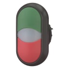 EATON INDUSTRIES - M22S-DDL-GR Pulsante Doppio Luminoso senza Scritta, Lenti Bianche, Verde, Rosso, Ghiera Frontale Nera.