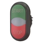 EATON INDUSTRIES - Pulsante doppio RMQ-Titan, attuatori e spie non a filo ad impulso, lenti bianche verde rosso con dicitura ghiera frontale colore nero START/STO M22S-DDL-GR-GB1/GB0 lum.