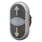 EATON INDUSTRIES - Pulsante doppio RMQ-Titan, Attuatori e spie non a filo ad impulso, Lenti bianche nero con dicitura Ghiera frontale colore titanio freccia M22-DDL-S-X7/X7 PULS. DOP. LUM. IMP. N.