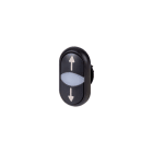 EATON INDUSTRIES - Pulsante doppio RMQ-Titan, Attuatori e spie non a filo ad impulso, Lenti bianche nero con dicitura, Ghiera frontale colore nero freccia su M22S-DDL-S-X7/X7 PULS DOP (LUM)IMP N/N F.