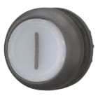 EATON INDUSTRIES - Pulsante luminoso RMQ-Titan annegato ad impulso bianco inciso con 1 Ghiera frontale colore nero M22S-DL-W-X1 piatto imp bianco.