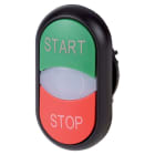 EATON INDUSTRIES - Pulsante doppio RMQ-Titan, attuatori e spie non a filo ad impulso, lenti bianche selezionabili con dicitura speciale e ghiera frontale nera. M22S-DDL-*-*-* pulsante doppio luminoso ad impulso con dicitura speciale.