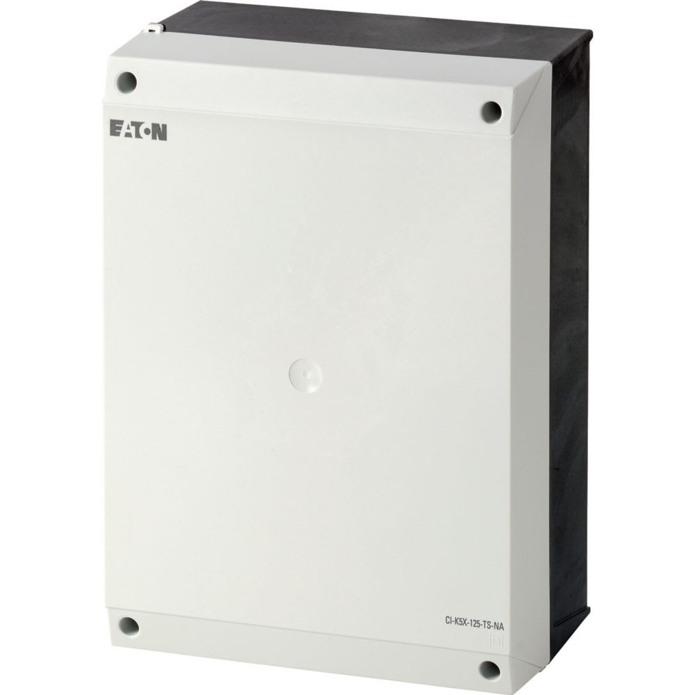 EATON INDUSTRIES - Custodia in materiale isolante, dimensioni 280x200x125mm, con guida DIN e versione UL/CSA.