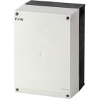 EATON INDUSTRIES - Custodia in materiale isolante, dimensioni 280x200x160mm, con guida DIN e certificazione UL/CSA.