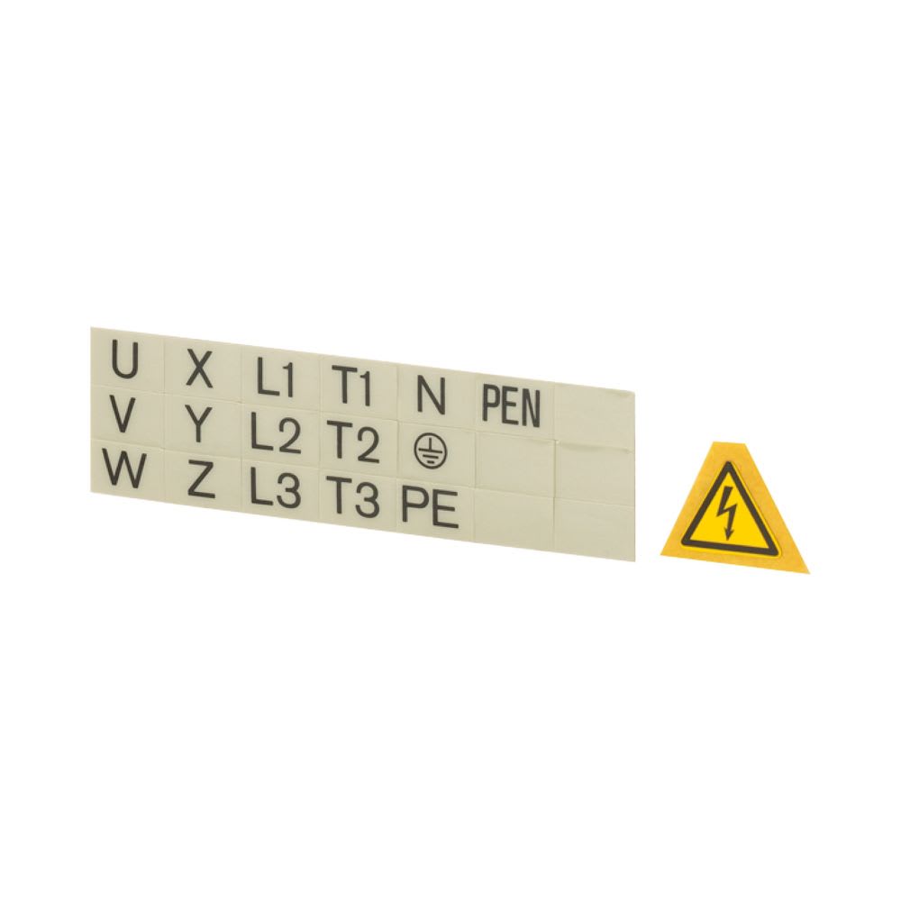 EATON INDUSTRIES - Simbolo fulmine + identificazione collegamento per interruttore generale BPF-NZM10 PERICOLO GRANDE.