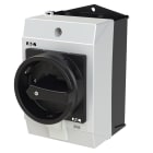 EATON INDUSTRIES - Interruttore generale, P1, 25 A, in custodia, 3 poli, Funzione di arresto, con maniglia rotativa nera e corona di blocco.