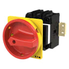 EATON INDUSTRIES - Interruttore generale P3 30 A a comando rinviato 3 poli con maniglia rotativa rossa e anello di blocco giallo lucchettabile in posizione 0 UL/C SVB-MCS P3-30/V