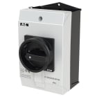 EATON INDUSTRIES - Interruttore generale, P1, 25 A, in custodia, 3 poli, con funzione di arresto, maniglia rotativa nera e corona di blocco, UL/CSA.