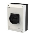 EATON INDUSTRIES - Interruttore generale P3 63A in custodia 3 poli 1NA 1NC Funzione di arresto con maniglia rotativa nera e corona di blocco UL/CSA.