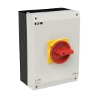 EATON INDUSTRIES - Interruttore generale P3 100A in custodia 3 poli con funzione di arresto d'emergenza maniglia rotativa rossa e anello di blocco giallo UL/CSA.