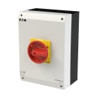 EATON INDUSTRIES - Interruttore generale P3 100A in custodia 3 poli 1 NA 1 NC Funzione di arresto d'emergenza con maniglia rotativa rossa e anello di blocco gia. 255907