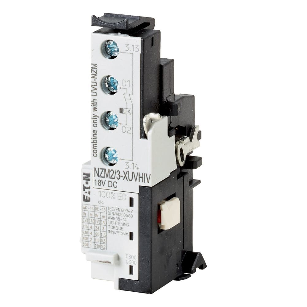 EATON INDUSTRIES - Sganciatore di minima tensione con 2 contatti anticipati NA per dispositivo di ritardo NZM2/3-XUVHIV SG. SPECIALE 2 CONT.AUX AN.
