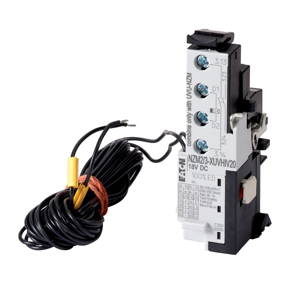 EATON INDUSTRIES - Sganciatore di tensione con 2 contatti ausiliari NA per dispositivo di ritardo + cavo NZM2/3-XUVHIV20 SG.SPEC. ANT.S.