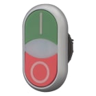 EATON INDUSTRIES - Pulsante doppio RMQ-Titan, Attuatori e spie a filo ad impulso, Lenti bianche verde rosso con dicitura Ghiera frontale colore titanio M22-DDLF-GR-X1/X0 PULS DOPPIO LUM.