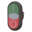 EATON INDUSTRIES - M22S DDLF GR X1/X0 Pulsante Doppio Luminoso RMQ Titan Attuatori e Spie a Filo Impulso Lenti Bianche Verde Rosso Dicitura Ghiera Frontale Colore Nero.