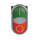 EATON INDUSTRIES - M22 doppio pulsante con indicatore luminoso piatto bianco e pulsante off nero sporgente.