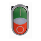 EATON INDUSTRIES - M22 doppio pulsante con indicatore luminoso piatto bianco e pulsante off nero sporgente.