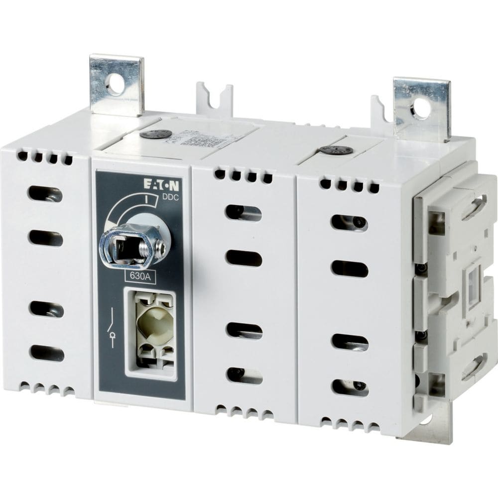 EATON INDUSTRIES - Sezionatore di carico DC 630A 2P, 2 NA, 2 Contatto NC, comando rinviato, senza maniglia rotativa e albero trasmissione.