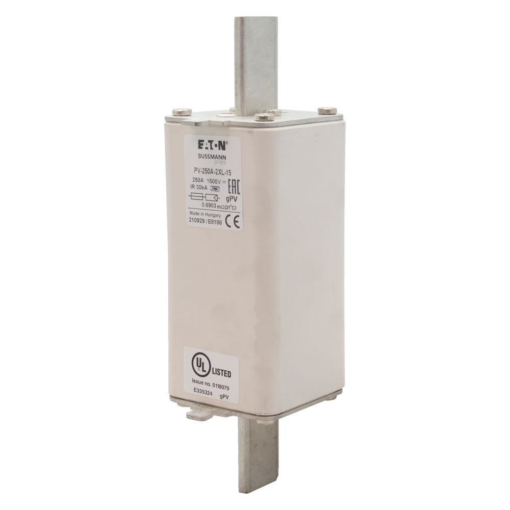 EATON INDUSTRIES - Cartuccia fusibile extra rapido 250A DC 1500V 2XL 60 x 205 mm gPV UL IEC con indicatore contatti a lama PV-250A-2XL-15 FUSE 250A 1500V 2XL PV.