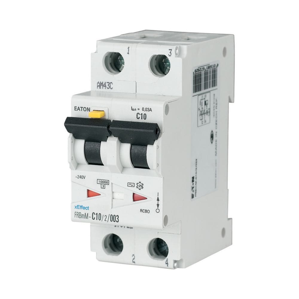 EATON INDUSTRIES - FRBMM-C10/2/003-A-120 Magnetotermico differenziale 2P C10 0,03-A, dispositivo differenziale/interruttore modulare 10A 30mA caratteristica di intervento C.