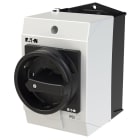 EATON INDUSTRIES - Interruttore generale, 3 poli + N + 1 NA + 1 NC, 20 A, Funzione di arresto, 90 gradi, lucchettabile in posizione 0, in custodia.