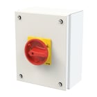 EATON INDUSTRIES - Interruttore generale P3, 80 A, montaggio a vista, 3 poli, forma SE, colore rosso, azionamento rotativo di accoppiamento porta, HI11 - P3-80/SE3/SVB/HI11.